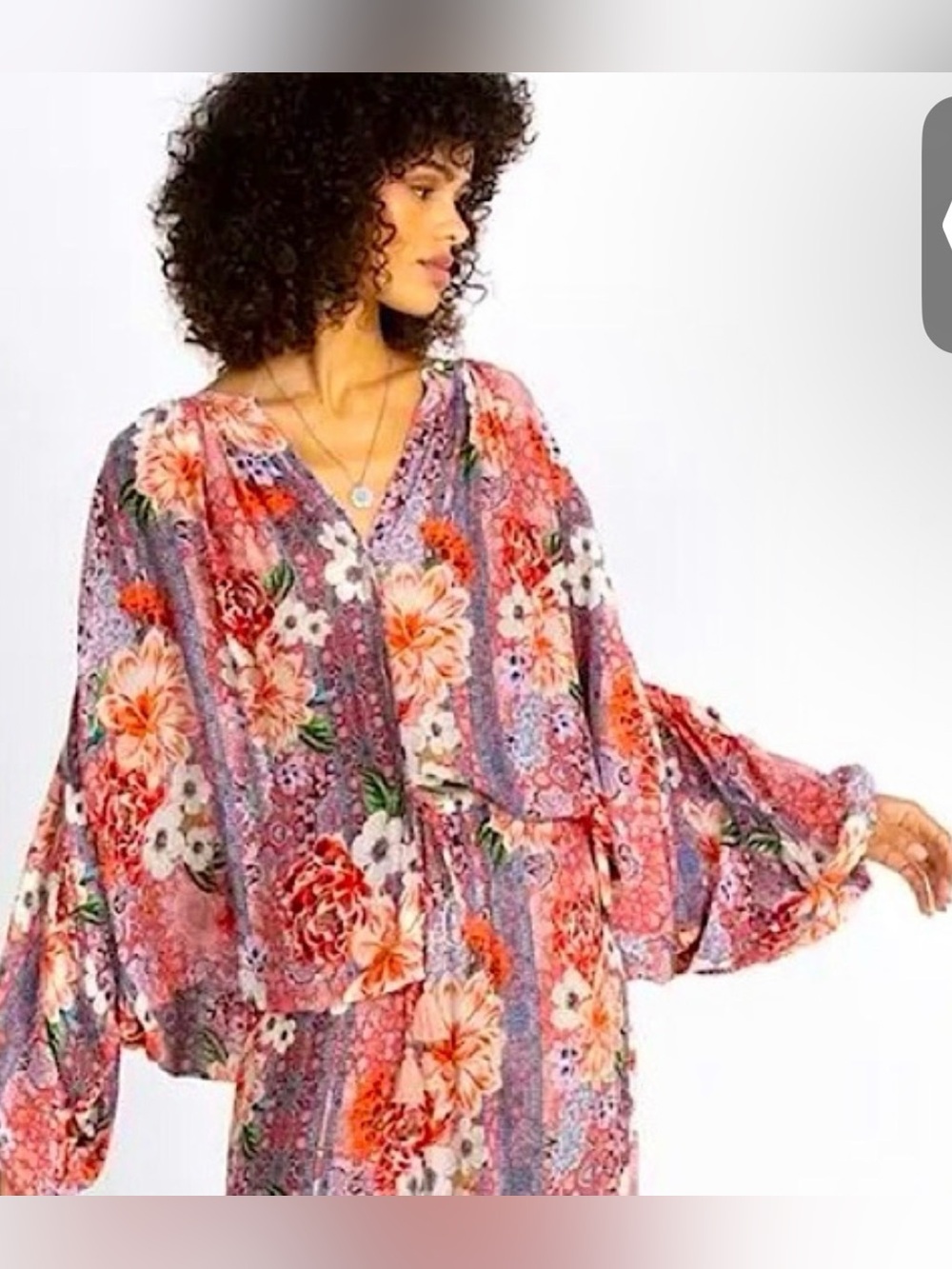 NWT $228 JOHNNY WAS Ingrid Buttondown Shirt with Floral Bandana! Sz XL